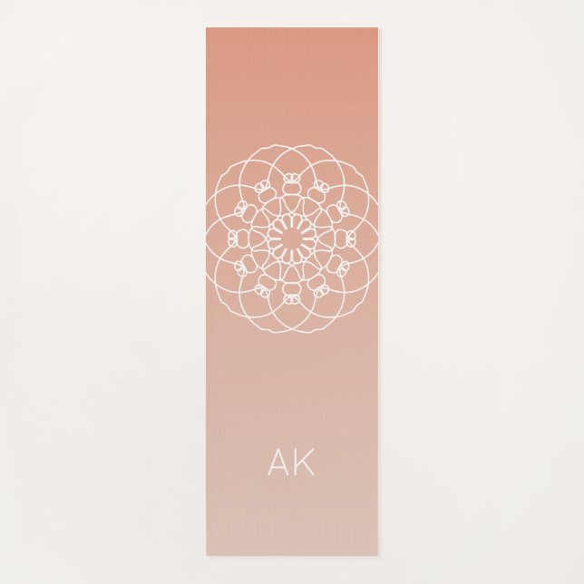 Rosa Ombre Mandala mit benutzerdefinierten Initial Yogamatte (Vorderseite)