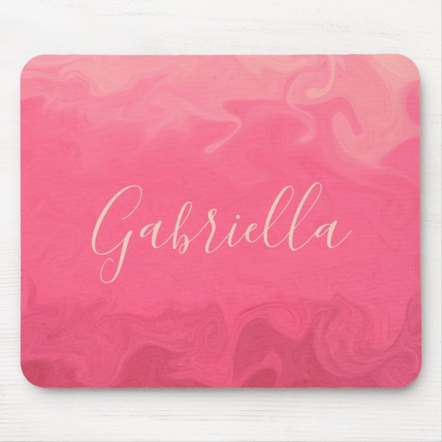 Rosa Ombre mit Namen Mousepad (Vorne)