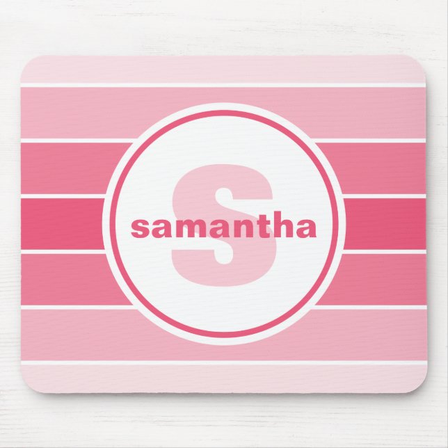 Rosa Ombre Monogramm Mousepad (Vorne)