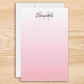 Rosa Ombre personalisiertes Chic Monogramm Briefpapier