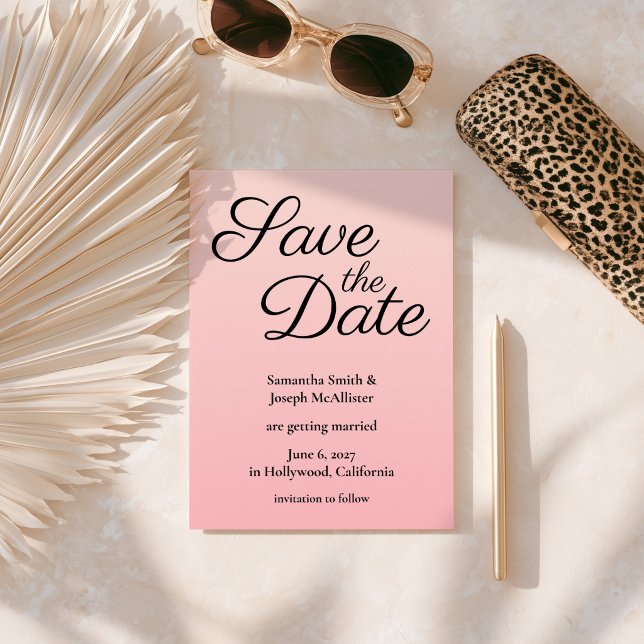 Rosa Ombre Save The Date (Pink Blush Ombre Save The Date)