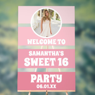 Rosa Ombre Streifen Foto Sweet 16 Willkommen Matti Acrylschild