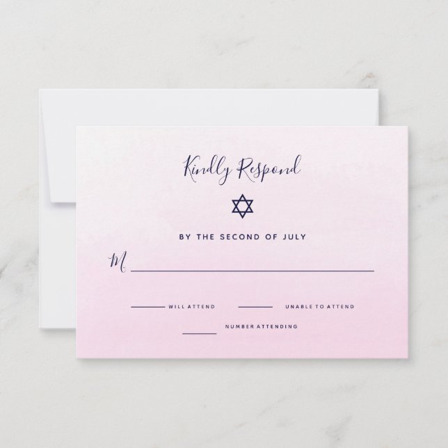 Rosa Ombre Wasserfarbe | Bat Mitzvah RSVP Karte (Vorderseite)