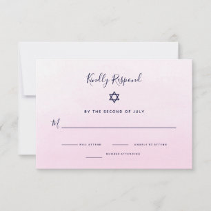 Rosa Ombre Wasserfarbe   Bat Mitzvah RSVP Karte