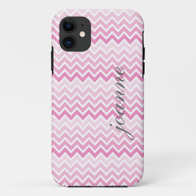 Rosa Ombre Zickzack personalisierter I Kasten Case-Mate iPhone Hülle (Rückseite)