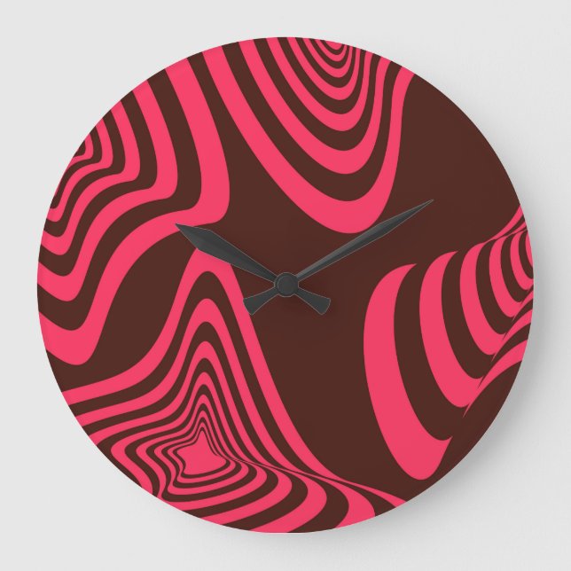 rosa, optisches, trendiges, cooles, abstraktes geo große wanduhr (Vorderseite)
