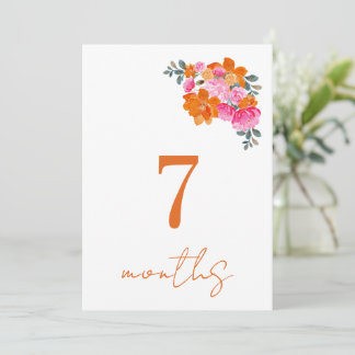 Rosa Orange 7 Monate Kindergeldkarte Einladung