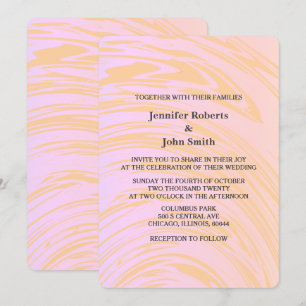 Rosa Orange Abstrakt Waves Art Boho Chic Hochzeit Einladung