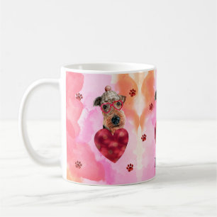 Rosa Orange Airedale Valentinstag Geschenk Hund Kaffeetasse