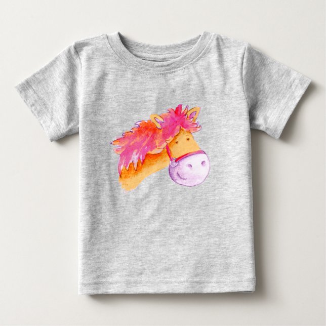 Rosa-orange-Aquarellkunst Baby T-shirt (Vorderseite)
