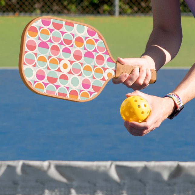 rosa Orange Blaues geometrisches Muster Pickleball Schläger (InSitu)