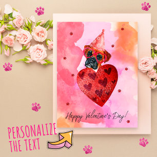 Rosa Orange Boxer Valentinstag Geschenk Hund Feiertagspostkarte