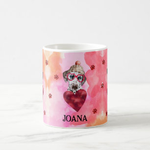 Rosa Orange Dalmatiner Valentinstag Geschenk Hund Kaffeetasse