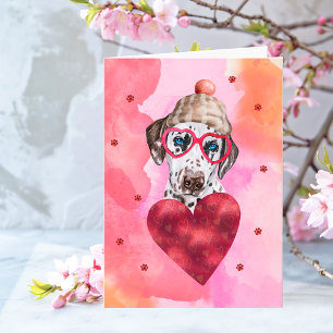 Rosa Orange Dalmatiner Valentinstag Geschenk Hund Karte