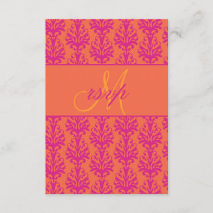 Rosa Orange Damask Wedding UAWG for Square Einladu RSVP Karte