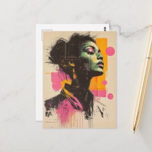 Rosa orange Frau Postkarte