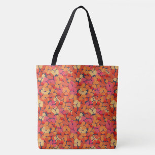 Rosa orange Gelbe Pfoten Blumenmuster auf blau Tasche