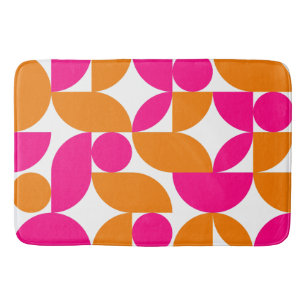 rosa Orange geometrisches Muster des mittleren Jah Badematte