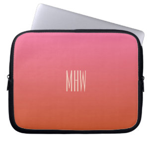 Rosa Orange Gradient kundenspezifische Monogramm L Laptopschutzhülle
