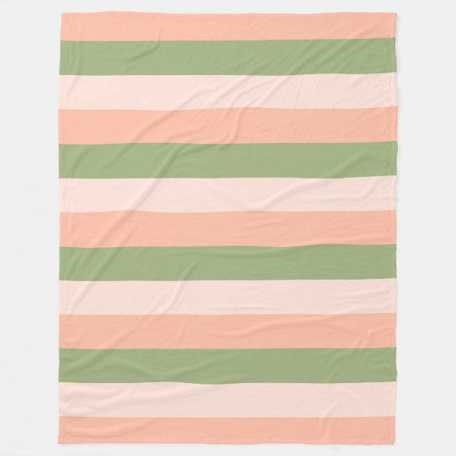 Rosa Orange Green gestreift Elegant Modernes Trend Fleecedecke (Vorderseite)