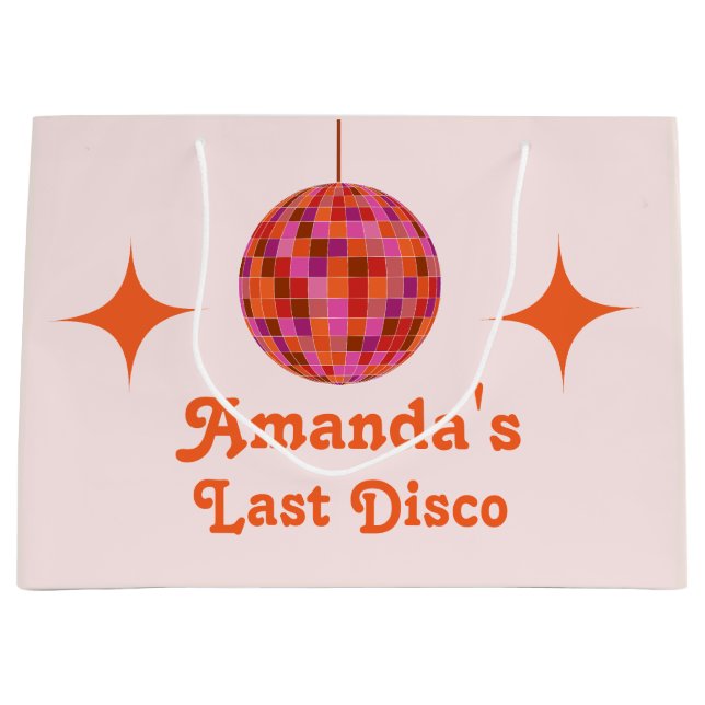 Rosa Orange Groovy Große Geschenktüte (Vorderseite)