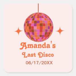 Rosa Orange Groovy Quadratischer Aufkleber