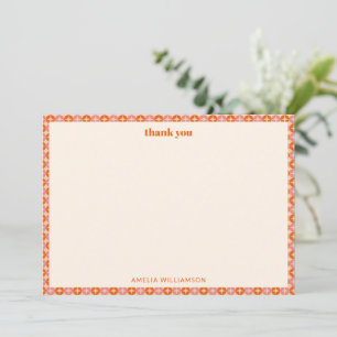 Rosa Orange Groovy Retro Brautparty zur individuel Dankeskarte