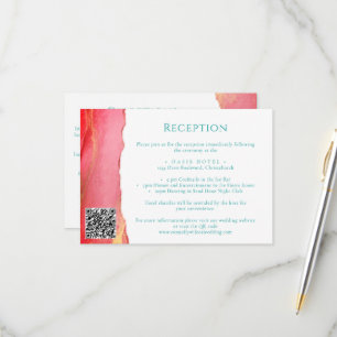 Rosa Orange Grüne Hochzeitsinformationskarte RSVP Karte