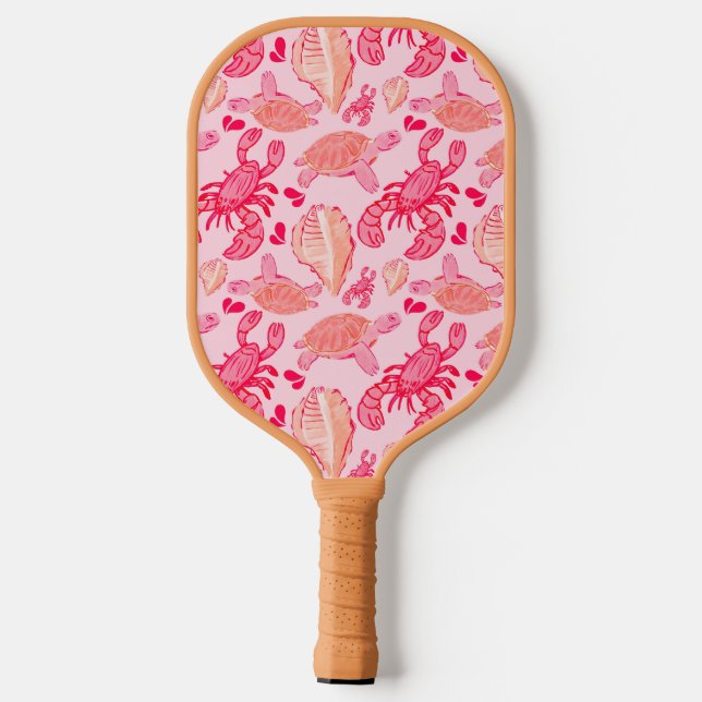 Rosa Orange Hummer unter dem Meer Pickleball Schläger (Rückseite)