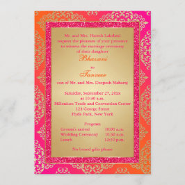 Rosa, orange, laden Gold-IMITAT Glitzer-Hochzeit Einladung