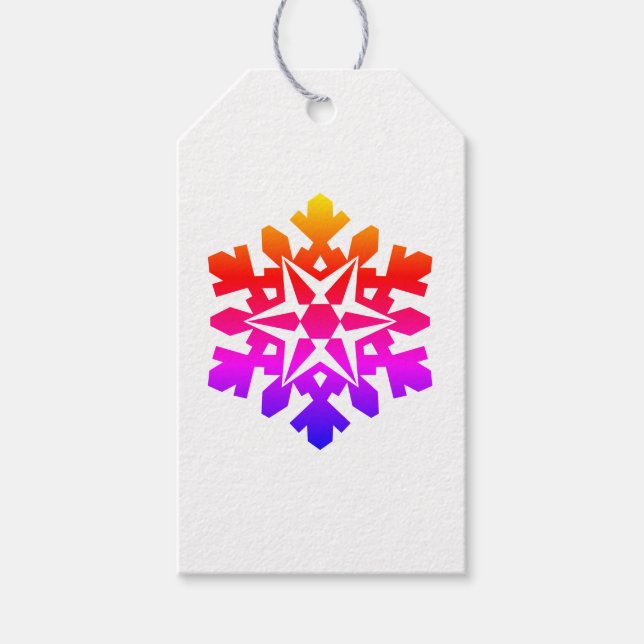 Rosa, orange, lila, blaue Schneeflocke Geschenkanhänger (Vorderseite)