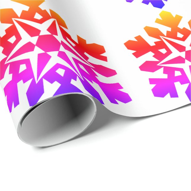 Rosa, orange, lila, blaue Schneeflocke Geschenkpapier (Rolleneckpunkt)