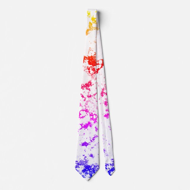 Rosa Orange Lila Marbella Paint Splash Abstrakt Krawatte (Vorderseite)