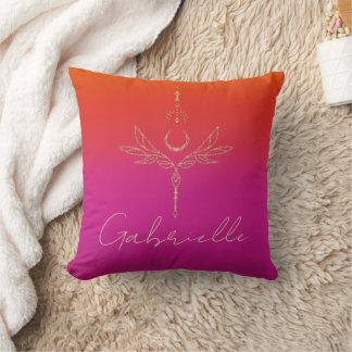 Rosa & Orange Ombre Gold Glitzer Celestie Name Kissen