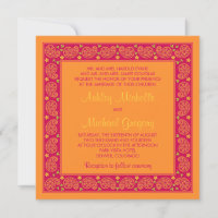 Rosa Orange Paisley Floral Wedding Einladung