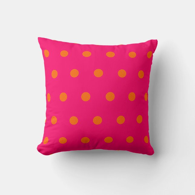 Rosa Orange Polka Dots Kissen (Vorderseite)