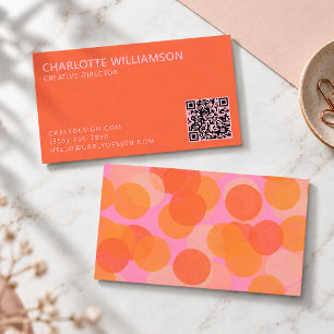 Rosa Orange QR Moderne Kreative Unternehmensmarkie Visitenkarte