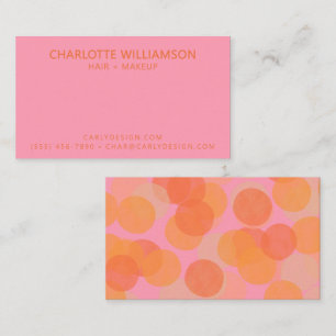 Rosa Orange Retro-Kreis-Frisur- und Make-up-Brandi Visitenkarte