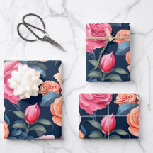 Rosa Orange Rose Muster Chiffon