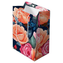 Rosa Orange Rose Muster Chiffon