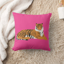 Rosa Orange Safari Tiger Animal Kissen