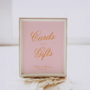 Rosa Orange Schrift Hochzeitskarten und Geschenke  Poster