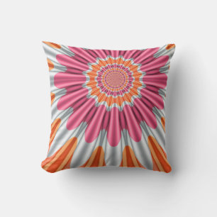 Rosa Orange +Silber Groovy Blumenkissen Kissen