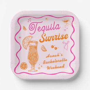 Rosa Orange Tequila Sunrise Junggesellinnenabschie Pappteller