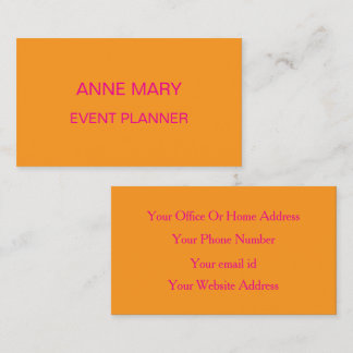 Rosa orange trendige Hochzeits- und Büro-Eventplan Visitenkarte