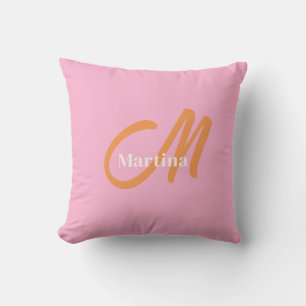 Rosa Orange Trendy Monogram Kissen
