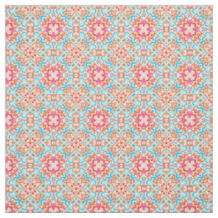 Rosa Orange Türkis Retro Chic Mosaik Muster Stoff