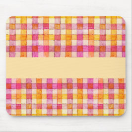 Rosa orange und cremefarbene Gingham-Maus Mousepad