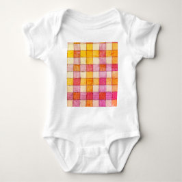 Rosa, orange und cremefarbener Gingham Baby Strampler