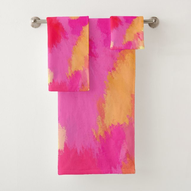 Rosa, orange und gelb badhandtuch set (Insitu)